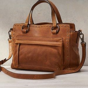 Frye & Co Victoria Leather Shoulder Handbag Purse Bag Grommets Studs Satchel